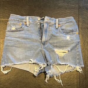 Levi's Blue Distressed Jean Shorts